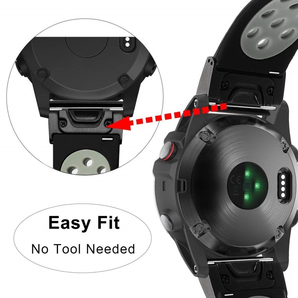 (Gr. L) Garmin Fenix 6 / 6 Pro / 5 / 5 Plus / Forerunner 935 Ersatz Silikon Armband Dual Color (Gelenkumfang 172-247mm) - Schwarz / Grau
