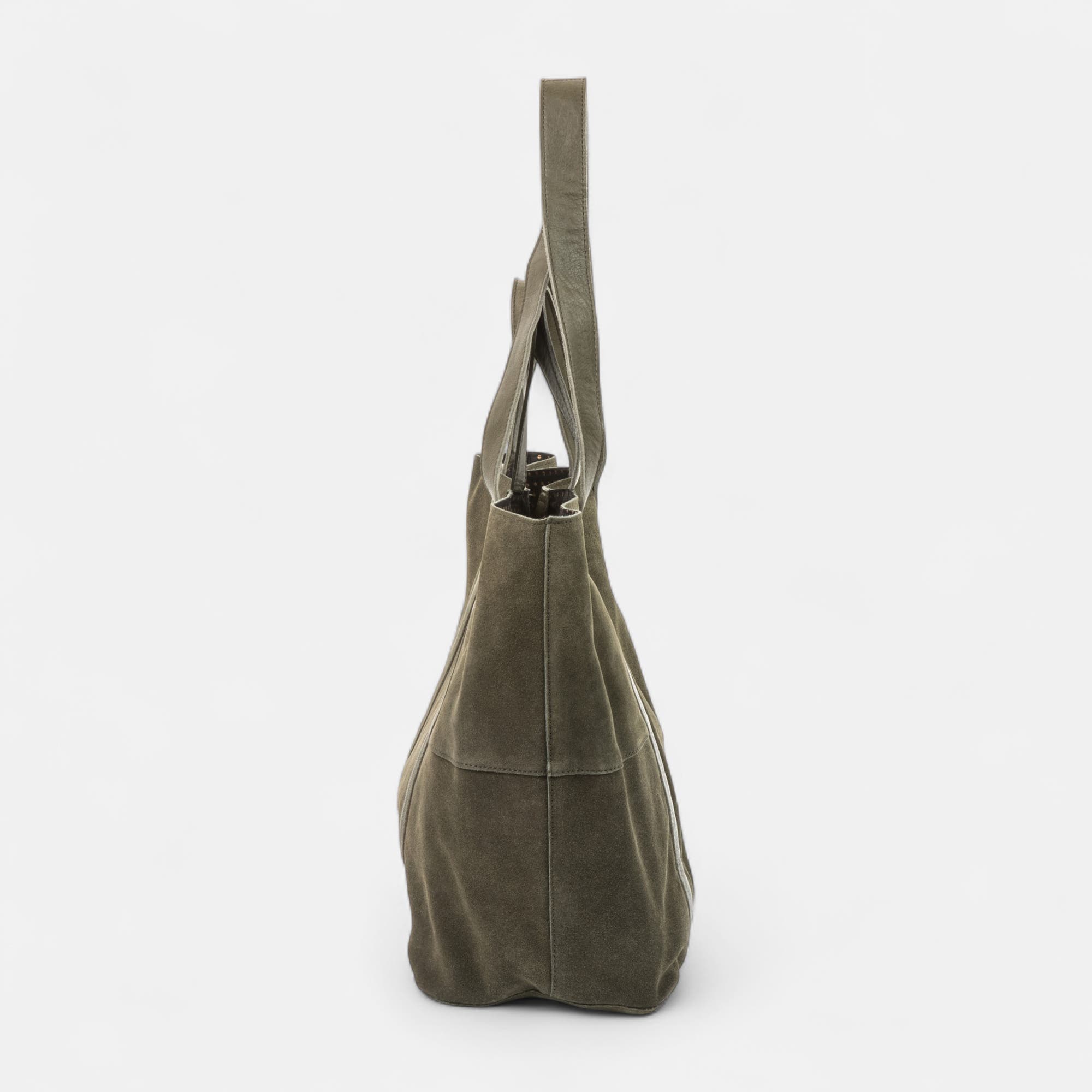 Sac de shopping en cuir kaki