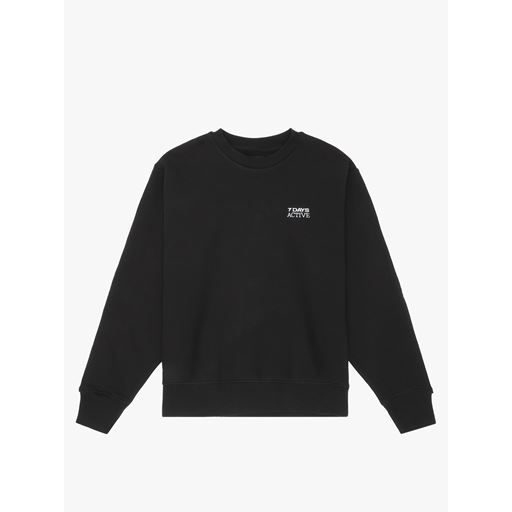 7 DAYS Active Organic Fitted Crewneck Sweatshirt, Black, L