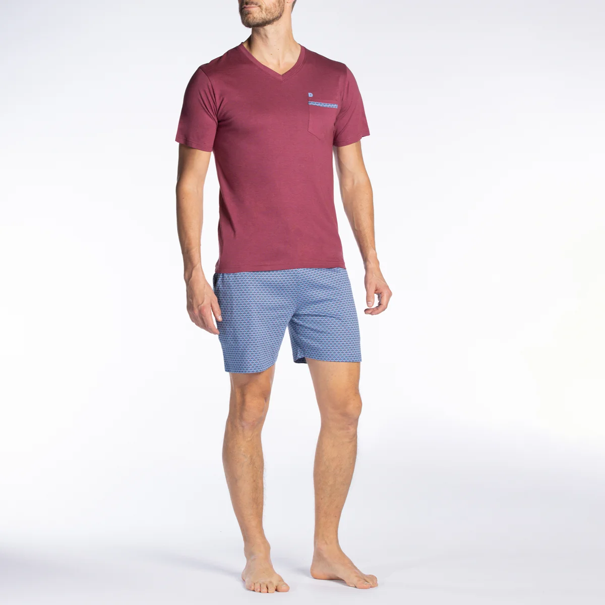 Pyjashort homme RAFFINE bordeaux/imprimé