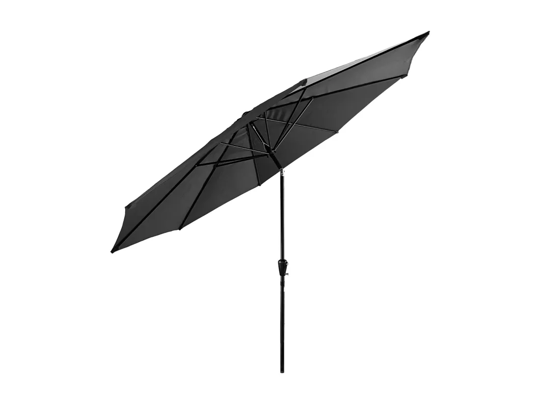 Parasol droit HAPUNA rond 3,30m de diamètre gris - HAPPY GARDEN