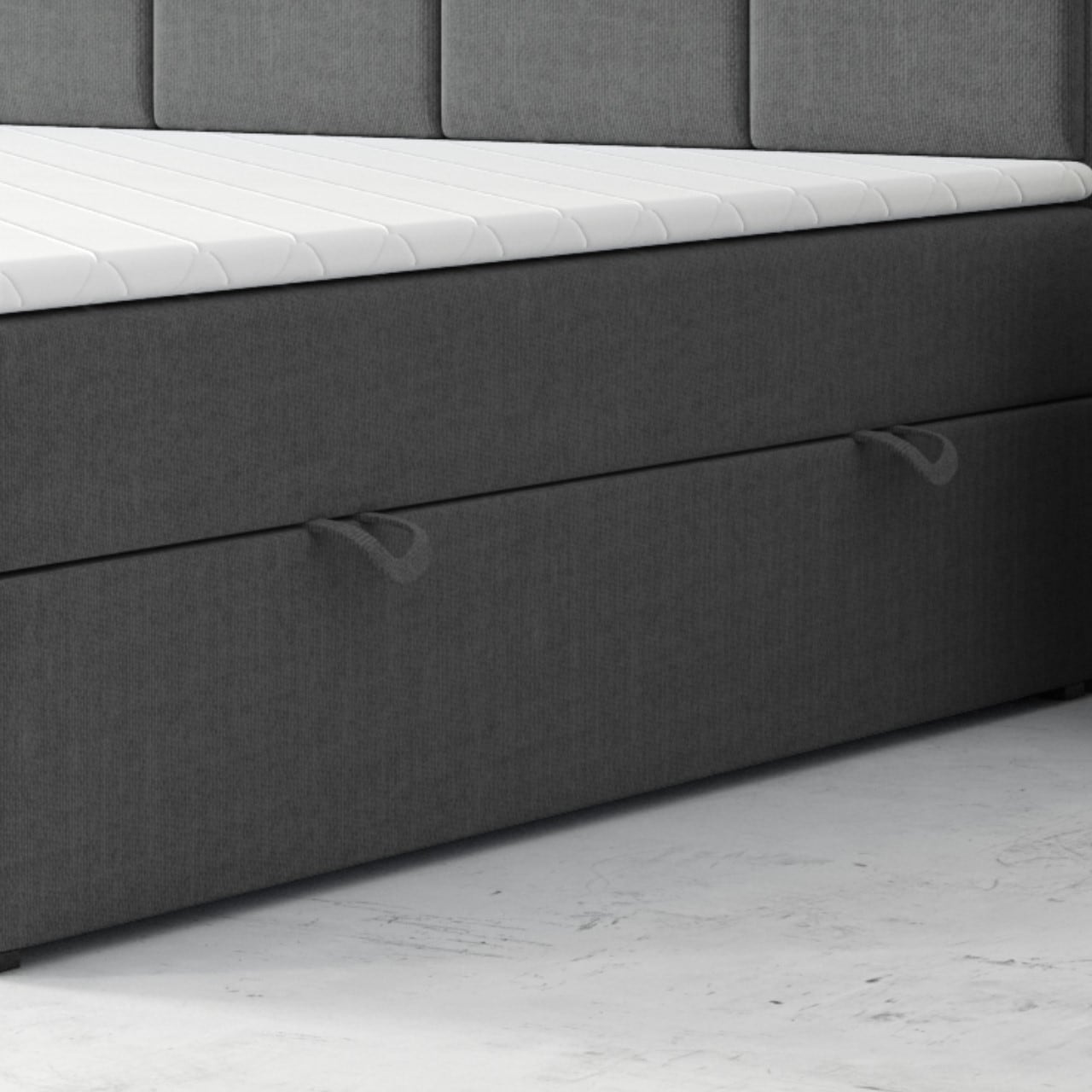 M-Punkt GmbH Boxspringbett NEAPEL mit Bettkasten 180 x 200 cm Anthrazit - versch. Ausführungen