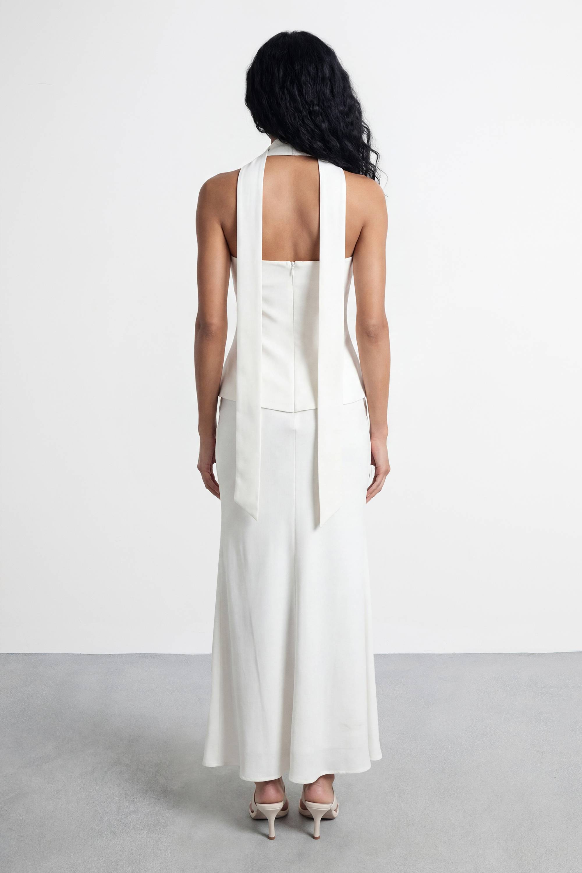 Warehouse Robe Midi En Satin À Bustier Structuré Sans Bretelles