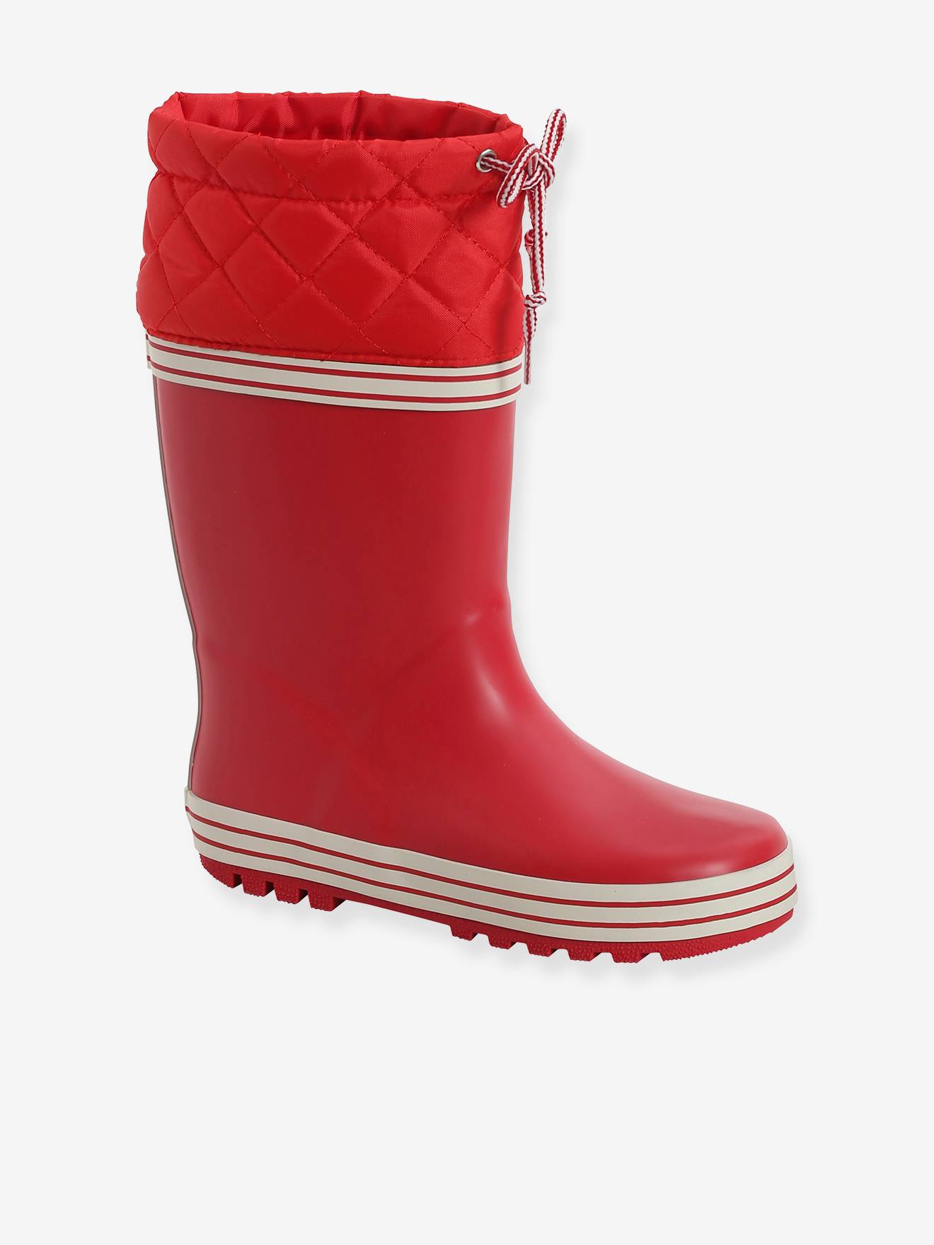 Botas de chuva com colarinho acolchoado, para meninos, vermelho vivo liso