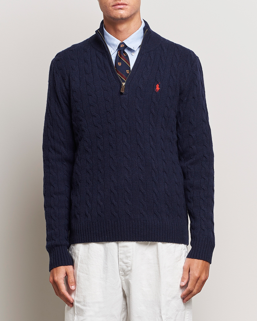 Polo Ralph Lauren Wool/Cashmere Cable Half Zip Hunter Navy