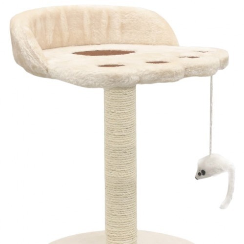 Arranhador para gatos em pelúcia bege e sisal