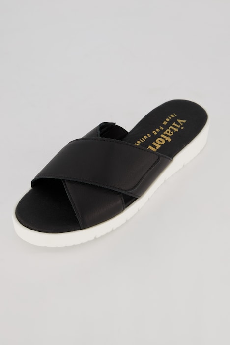Vitaform Leder-Pantoletten, Klettriegel, Weite H