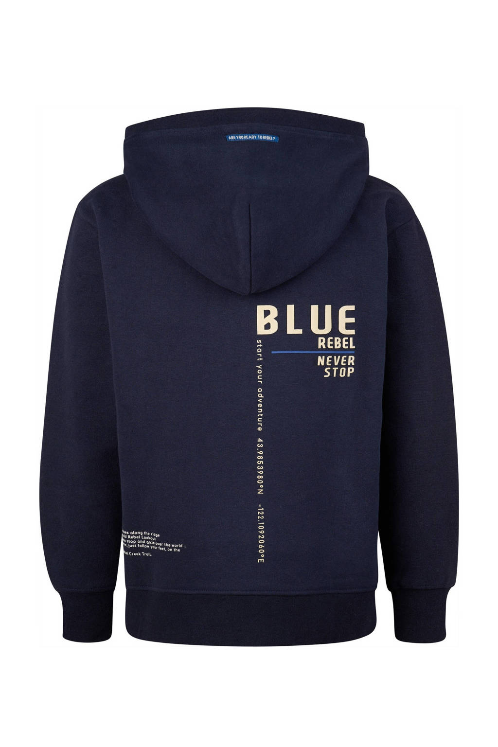 Blue Rebel hoodie Kjeld met backprint donkerblauw