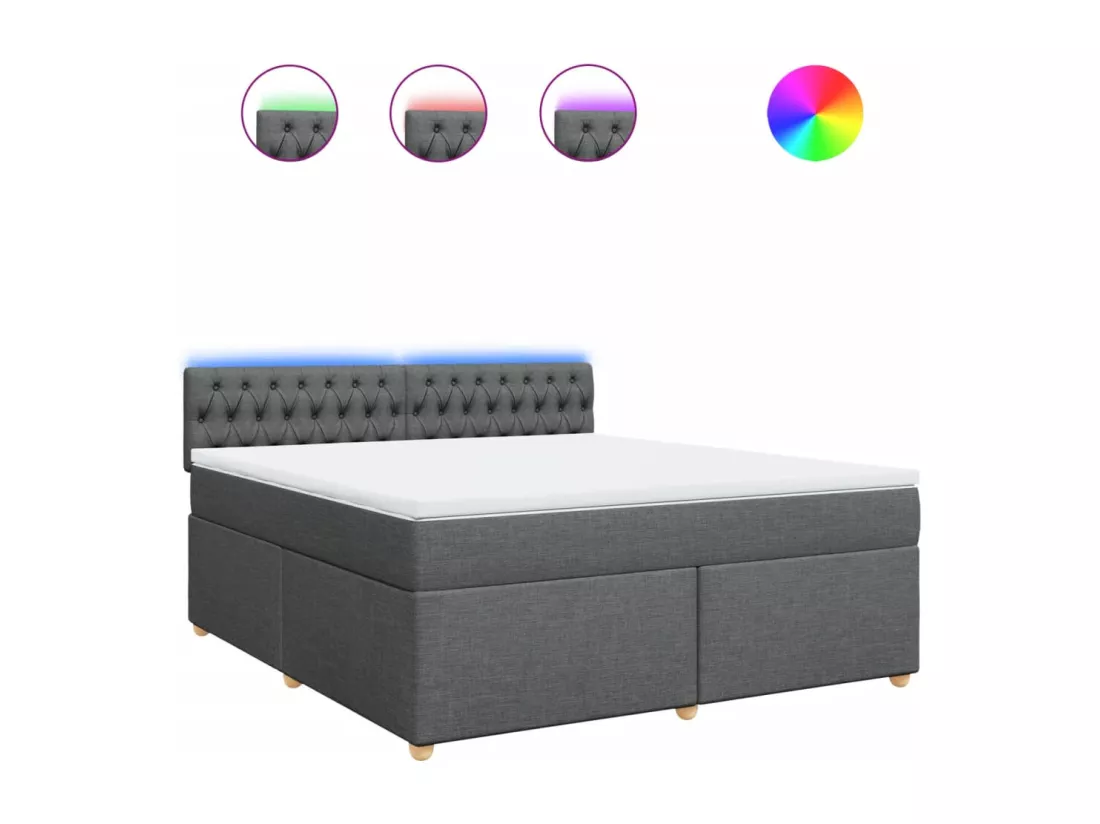 Sommier à lattes de lit avec matelas Gris foncé 180x200cm Tissu