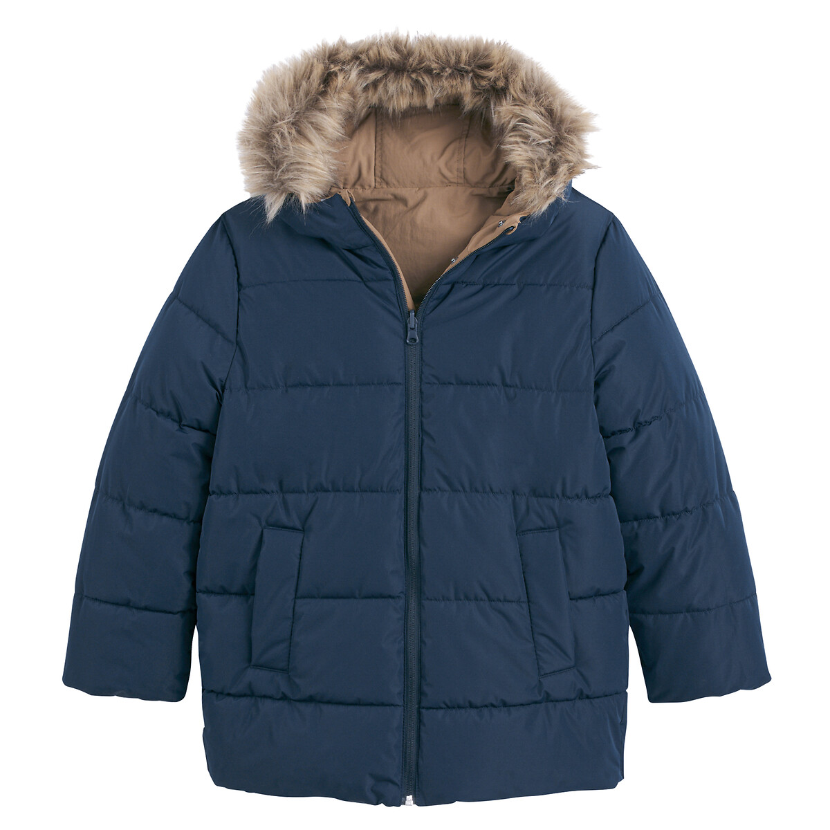 COLEÇÕES LA REDOUTE<br>Parka reversível com capuz forrado com pele sintética