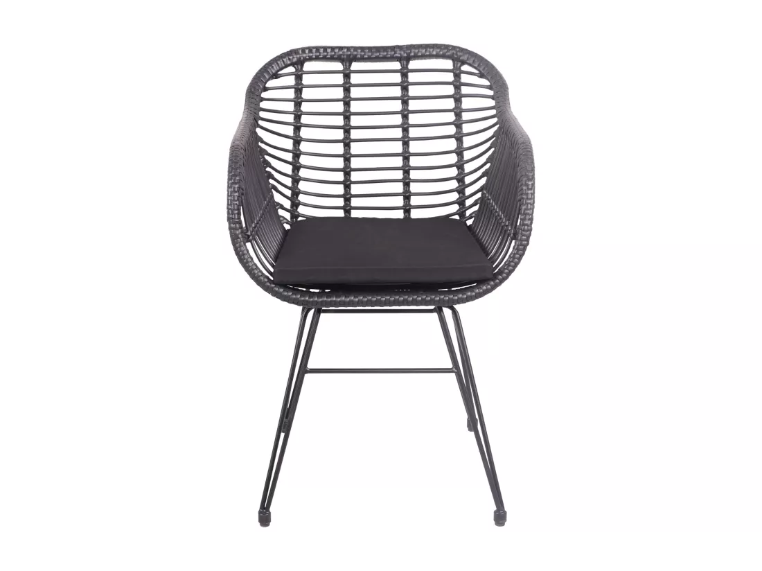 Lot de 2 fauteuils en rotin synthétique noirs avec coussins CINTA - HAPPY GARDEN