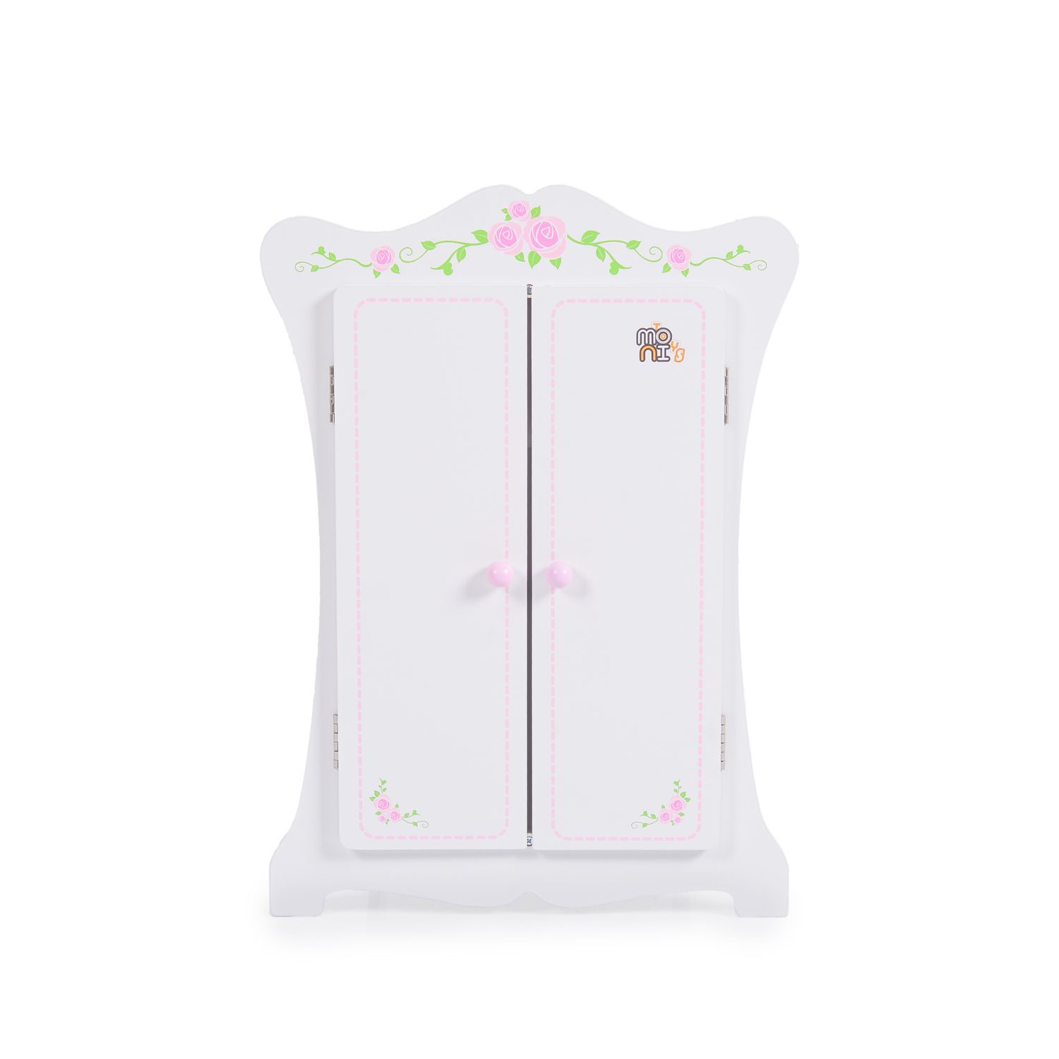 Moni Puppenkleiderschrank PH12B011, Holz, Maße 42,5 x 22 x 57 cm, 3 Kleiderbügel weiß