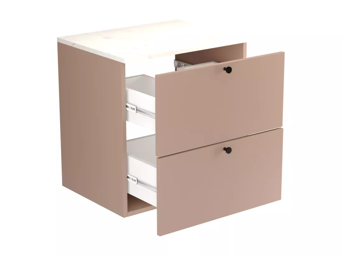 Meuble lavabo WENA, fronts lisses, Beti, 60x60x47 cm, Rose foncé/Marbre Bianco