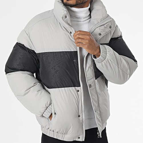 Doudoune Capuche Gris Noir