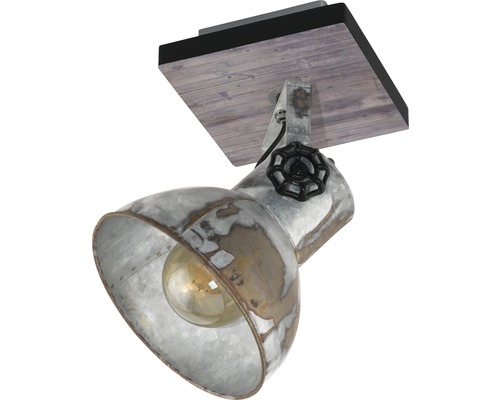 Wandlamp, 1-lichts, 16x16 cm, bruin patina/zwart