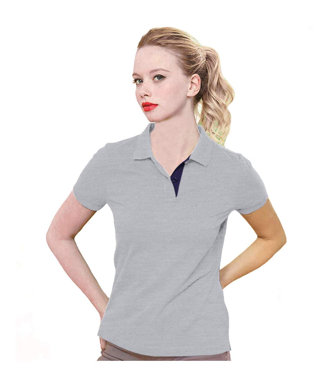 Asquith & Fox - Polo en contraste - Femme (Gris/Bleu marine) - UTRW5353
