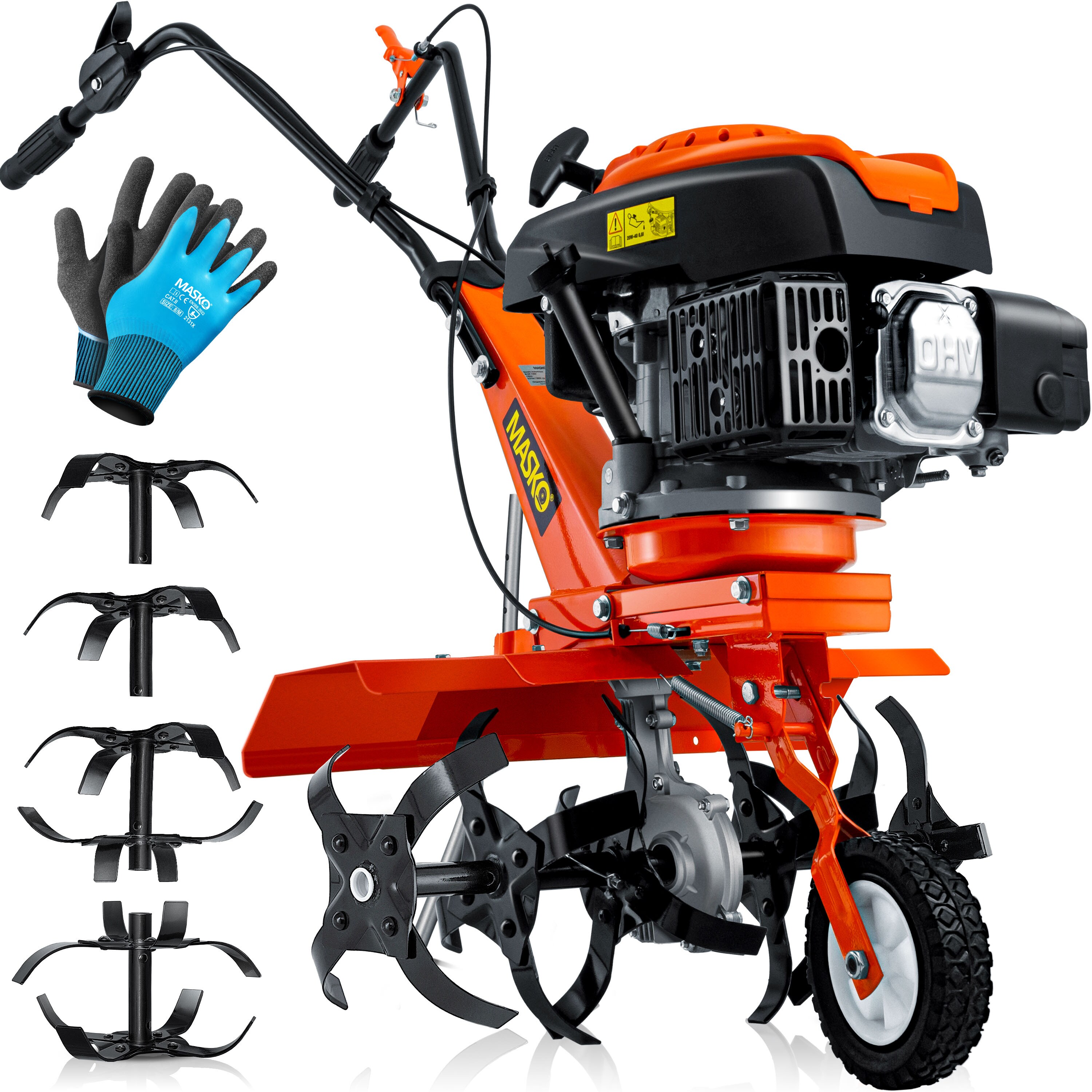 MASKO® Benzin Gartenfräse MK-909 MotorhackeAckerfräse mitArbeitsbreite - 4 Takt Motor- Bodenfräse – Gartenhacke – Kultivator – Bodenhacke