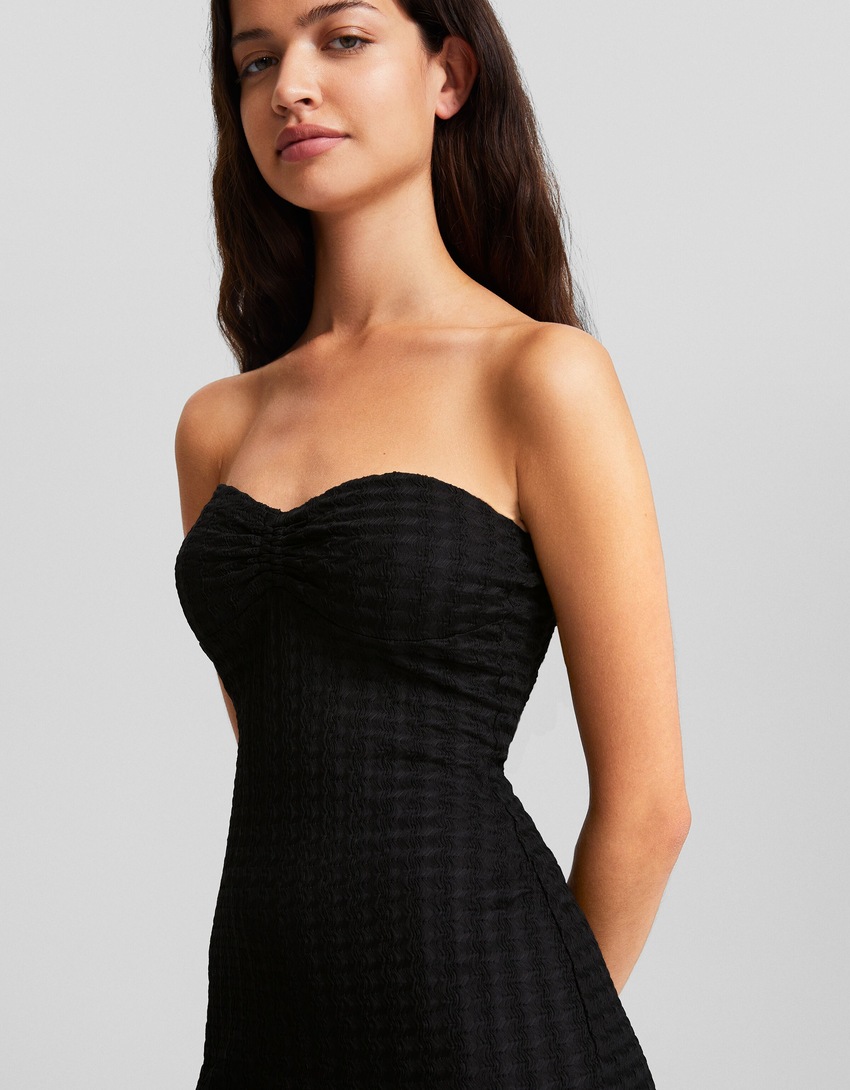 Vestido longo rústico estilo bandeau
