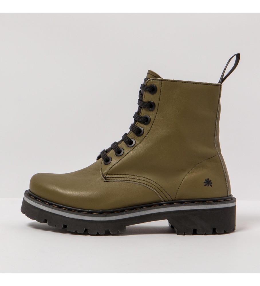 Botas de tornozelo em couro verde escuro Art