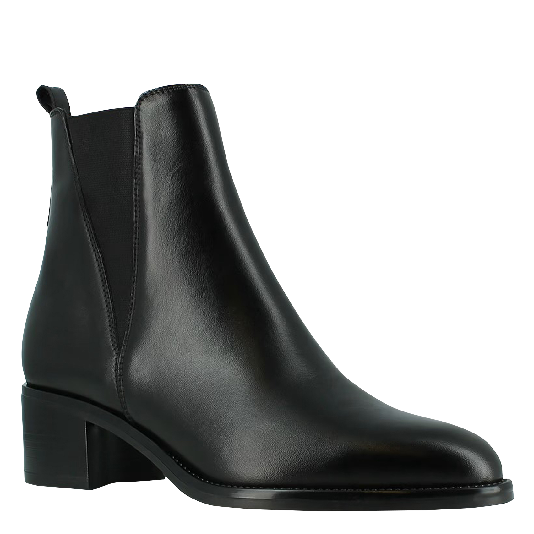 CHILO - Boots à talons en cuir lisse| Noir