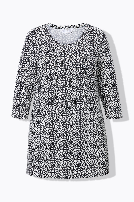 Longshirt, Leomuster, Glitzer-Statement, 3/4-Ärmel