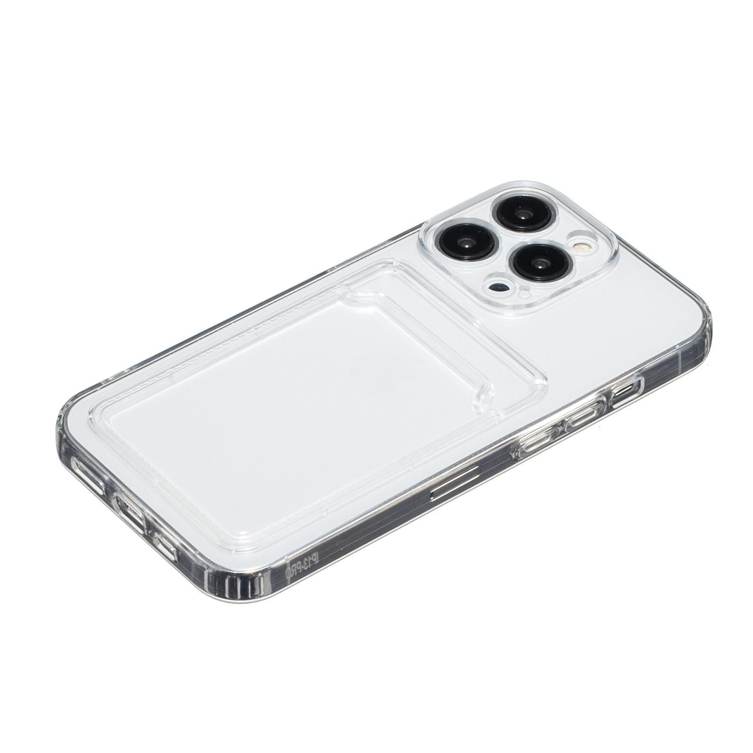iPhone 15 Pro Gummi Case Schutzhülle mit Kartenfach - Transparent
