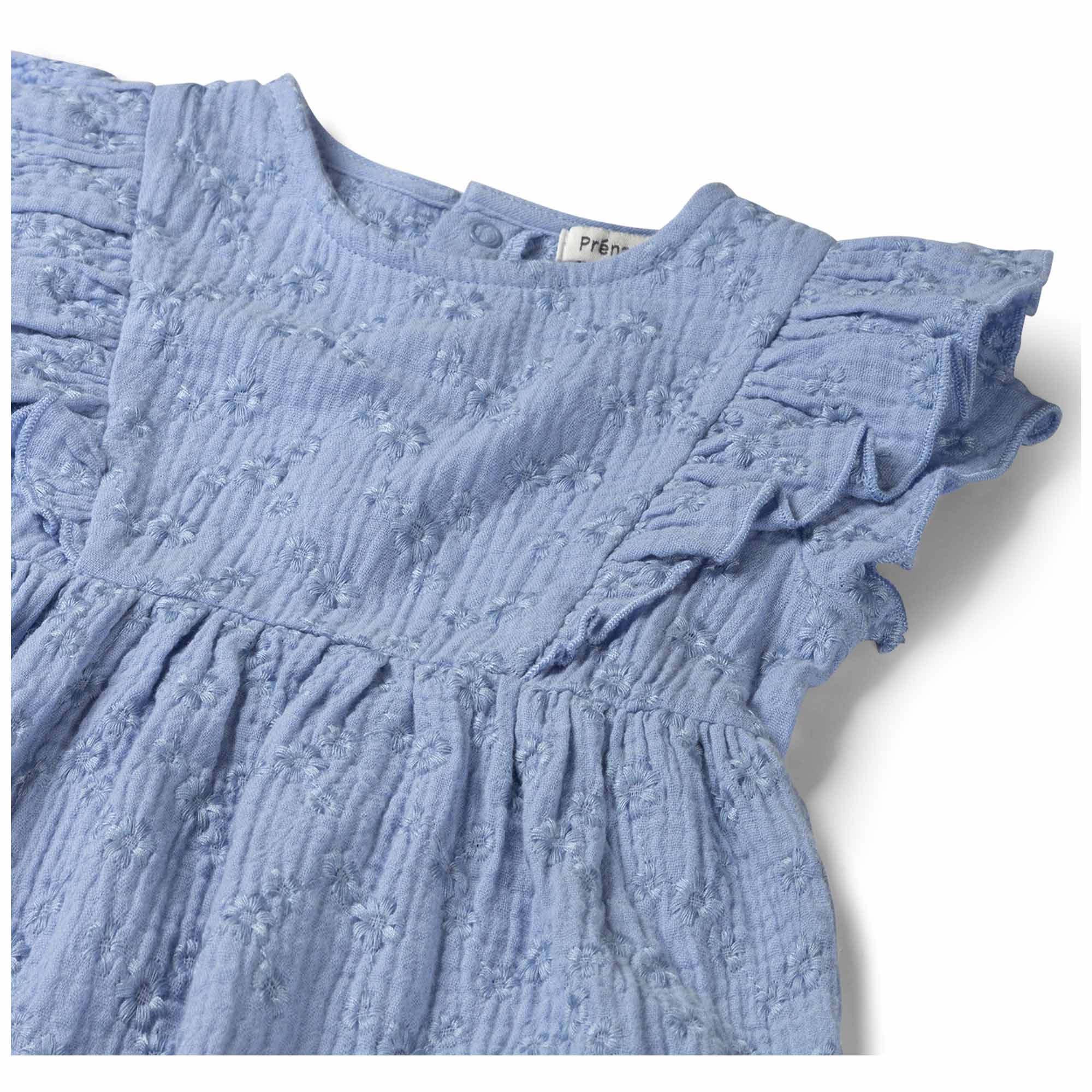 Prénatal baby jurk korte mouwen effen blauw
