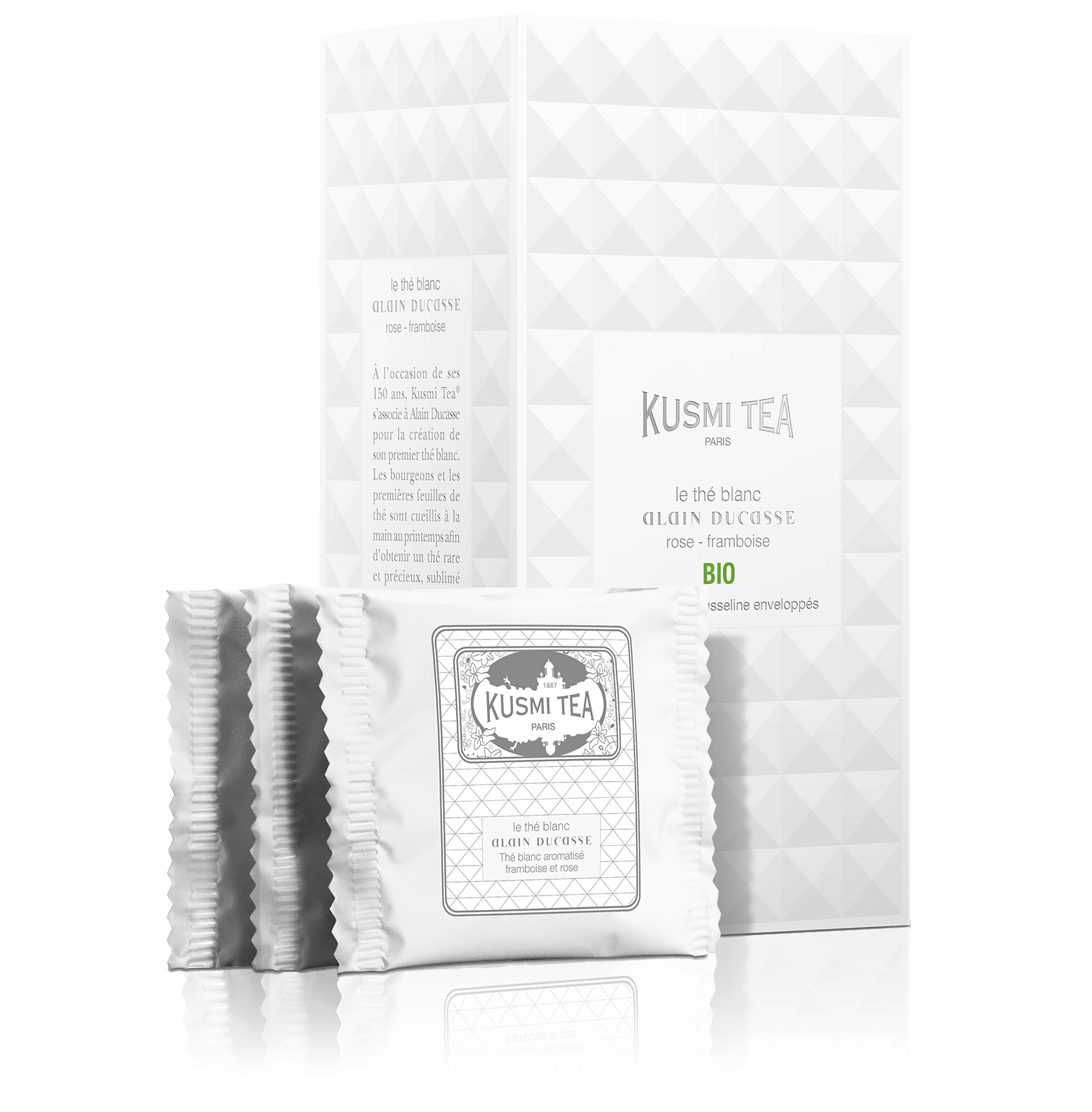 Le Thé Blanc Alain Ducasse-Thé bio rose-framboise Boîte de 24 sachets enveloppés