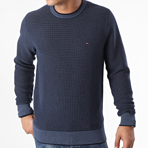 Sweat Crewneck 3 Tone Structure 9559 Bleu Marine Chiné