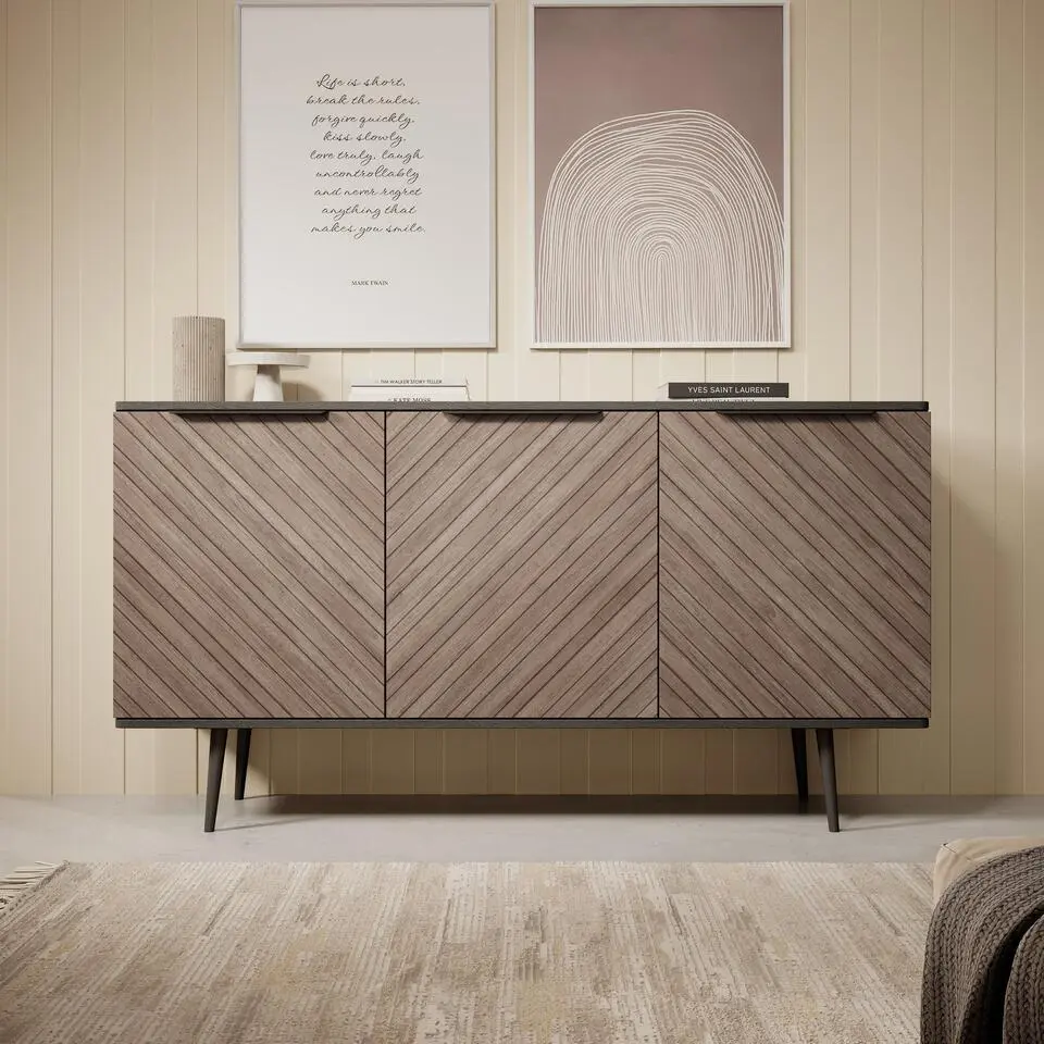 Meubella - Dressoir Pedro - Donker eiken - Zwart eiken - 150 cm