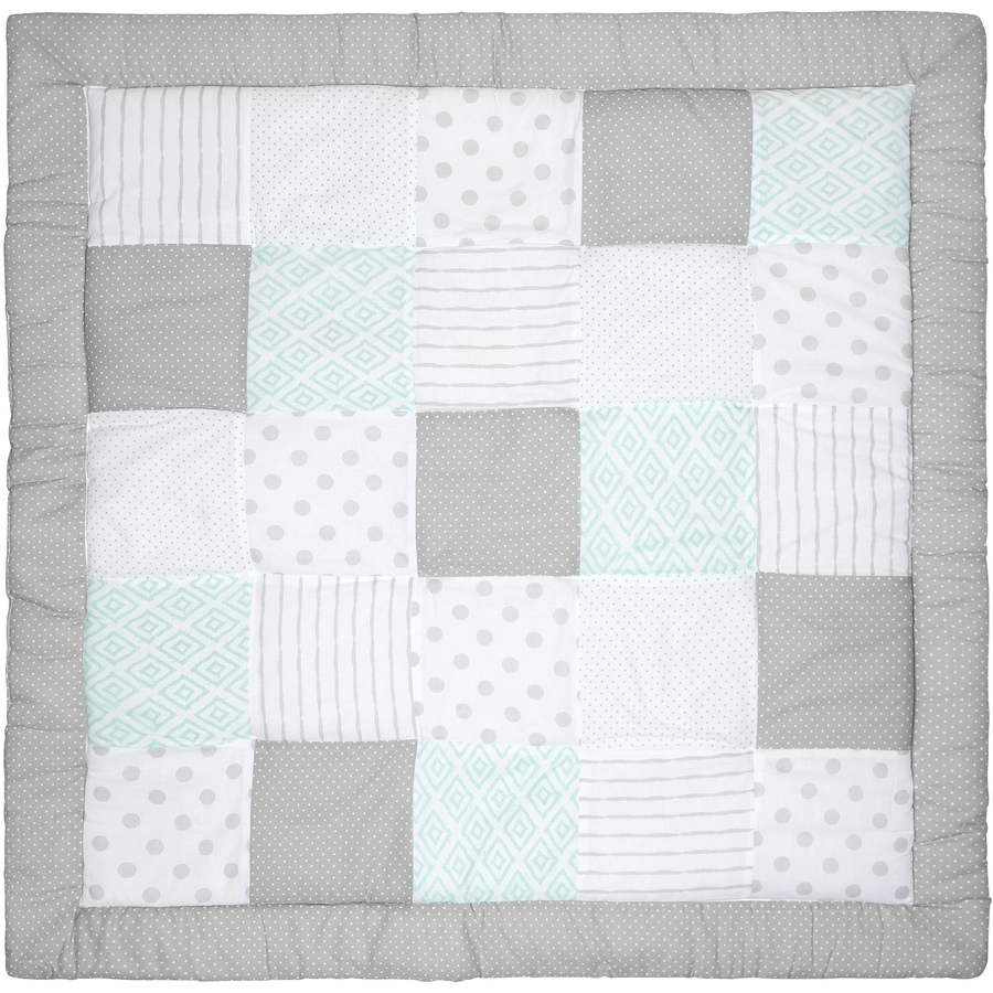 emma & noah Krabbeldecke Patchwork Mint 120 x 120 cm