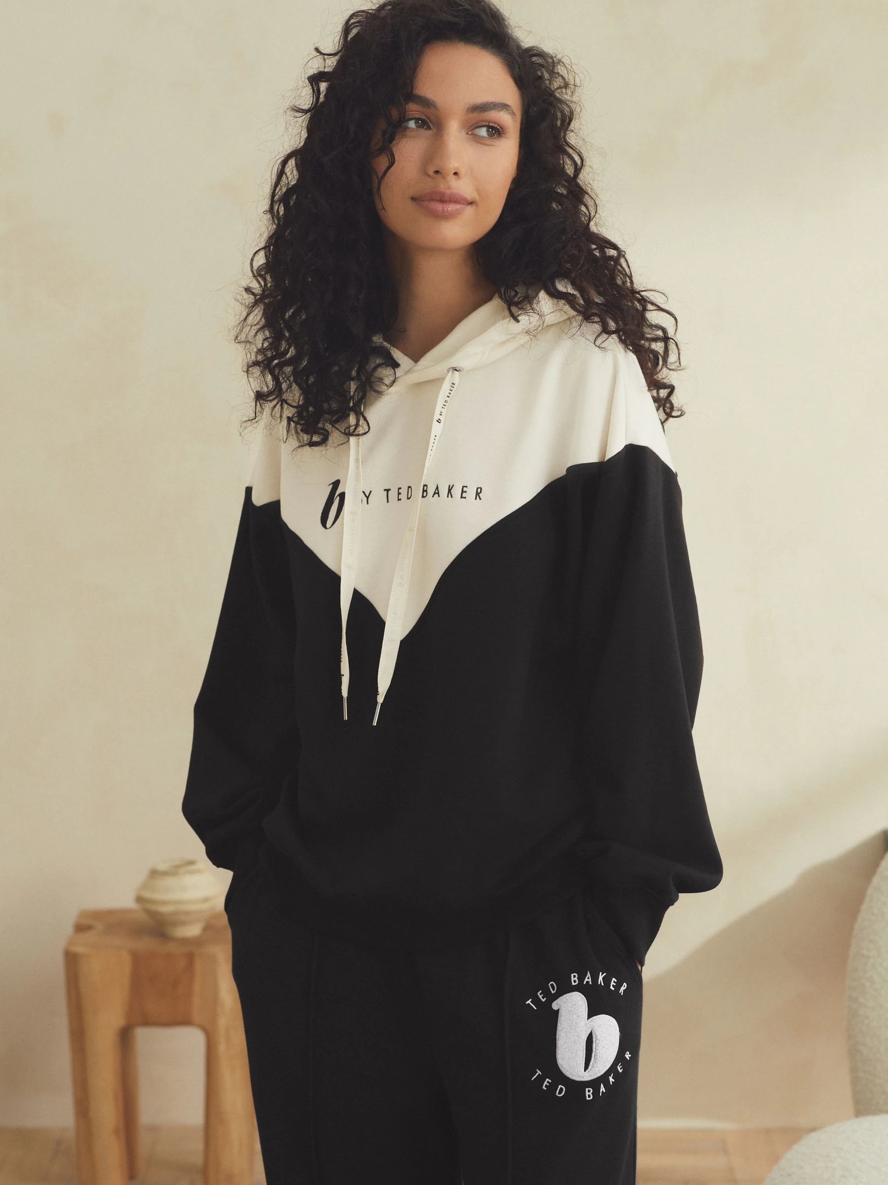 B by Ted Baker Modal Blend Black/White Hoodie