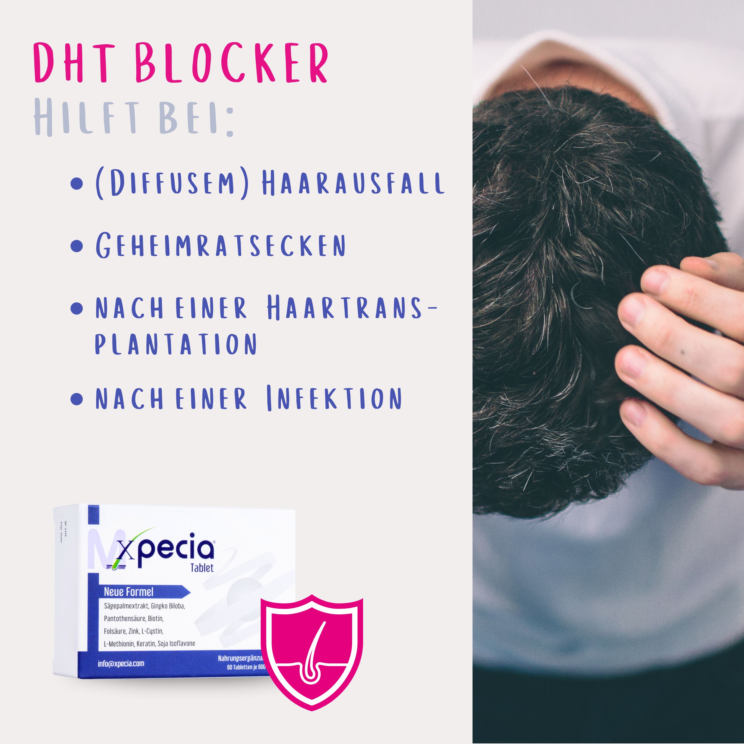 Xpecia gegen Haarverlust bei Männern DHT Blocker