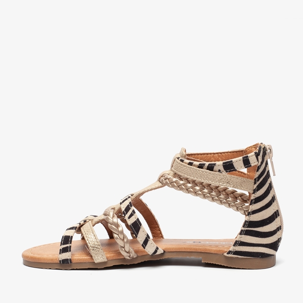 Blue Box meisjes sandalen goud zebraprint