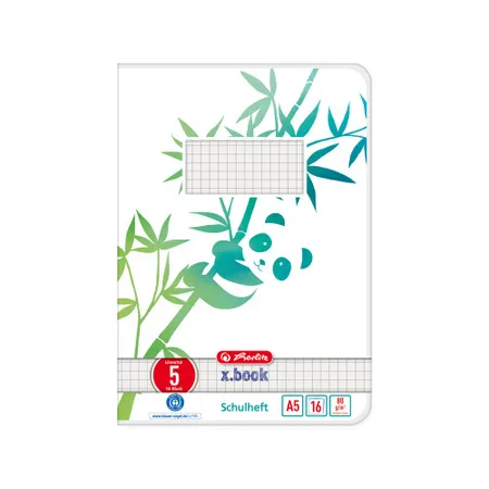 Herlitz Schulheft A5 GREENline 16 Blatt Lineatur 05 Motiv Panda