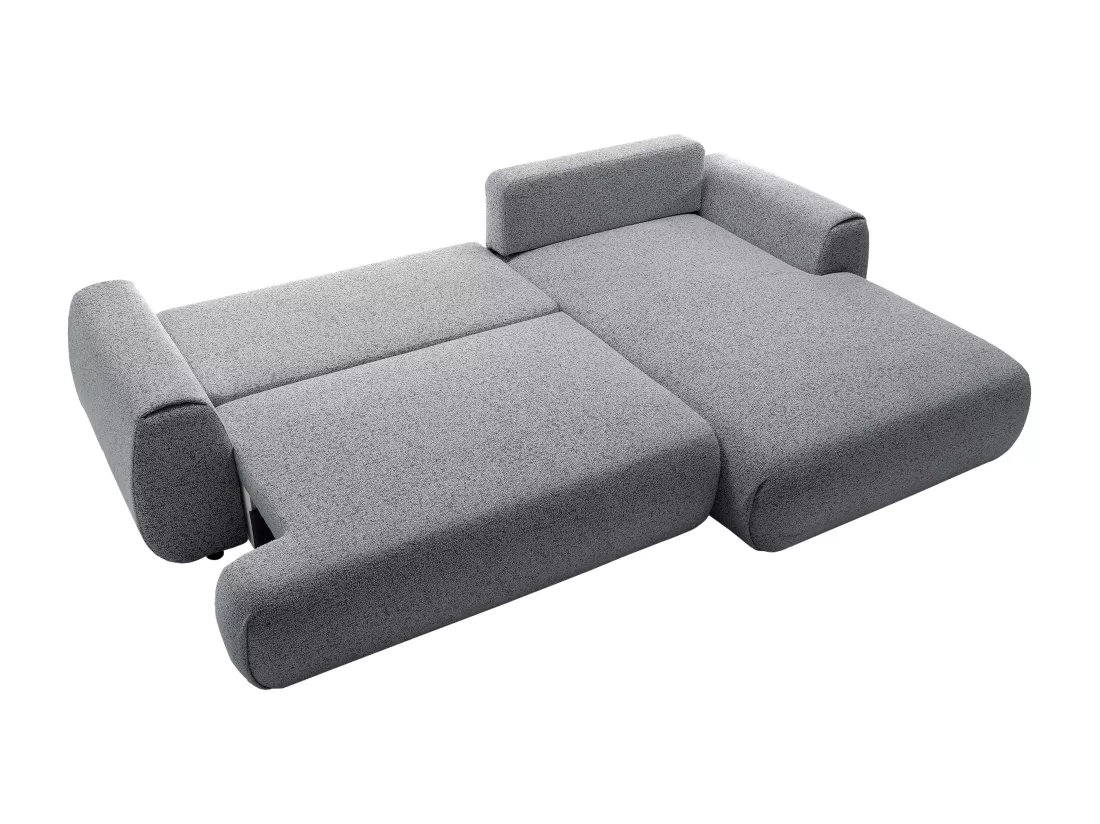 Canapé d'angle droit convertible en tissu texturé gris MONELIA