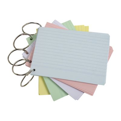 Exacompta Flashcars - 50 Bristols pour révisions sous anneau - 10,5 x 14,8 cm - ligné - couleurs assorties