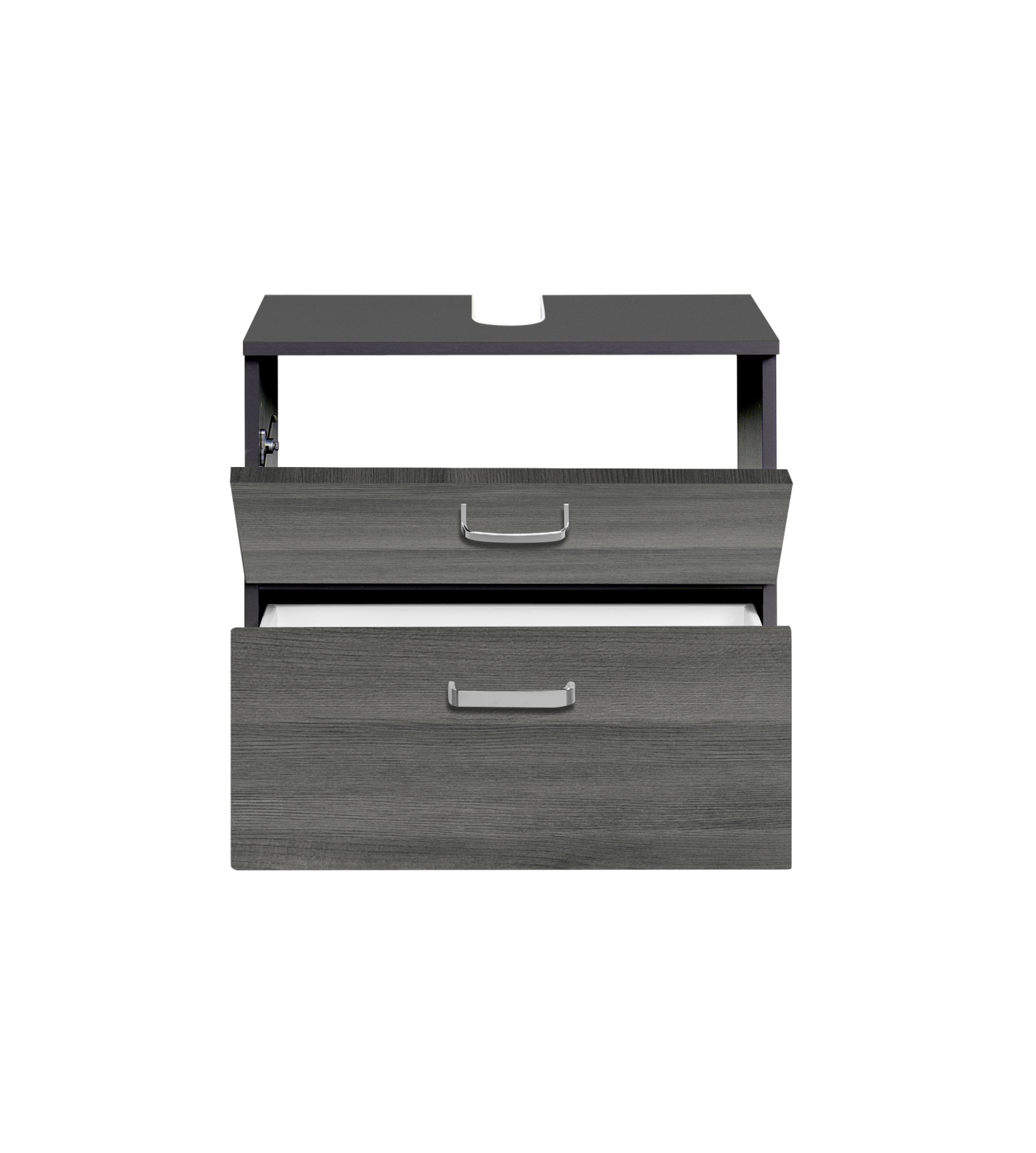 Waschbeckenunterschrank BOLOGNA - grafitgrau-Eiche rauchsilber - 60 cm