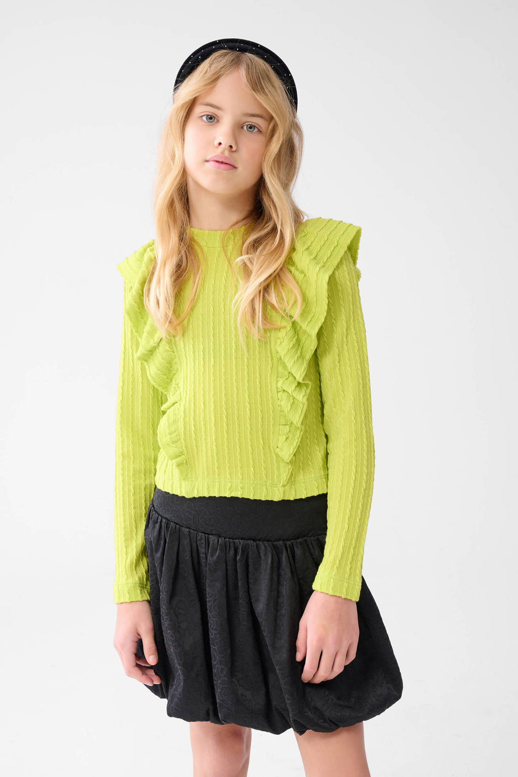 Shoeby longsleeve met ruches limegroen