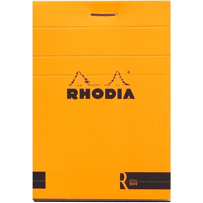 Bloc agrafé Rhodia le R N°11 7,2x10,5 cm 70 feuillets ligné 90g - Orange