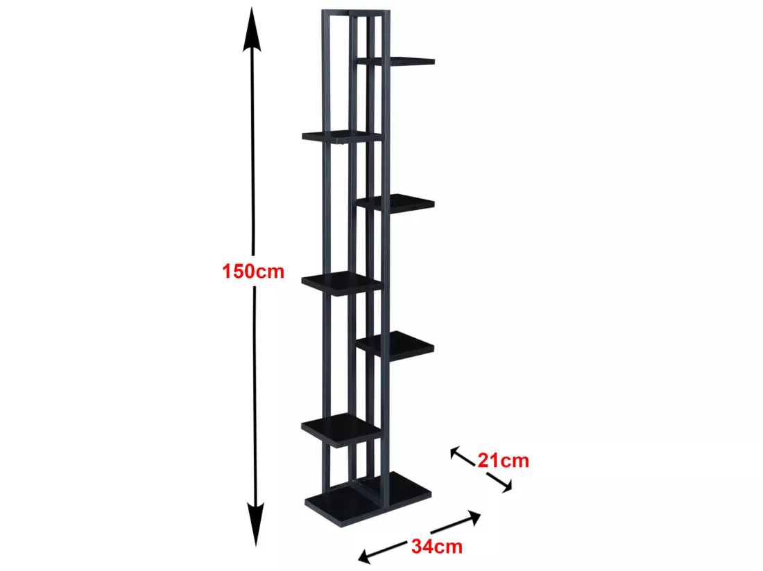 Support de plantes Somero à 6 niveaux 150 x 34 x 21 cm noir [en.casa]