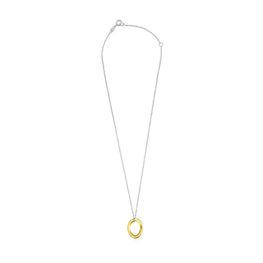 Colar bicolor com anel, banhado a ouro 18k sobre prata TOUS Hav
