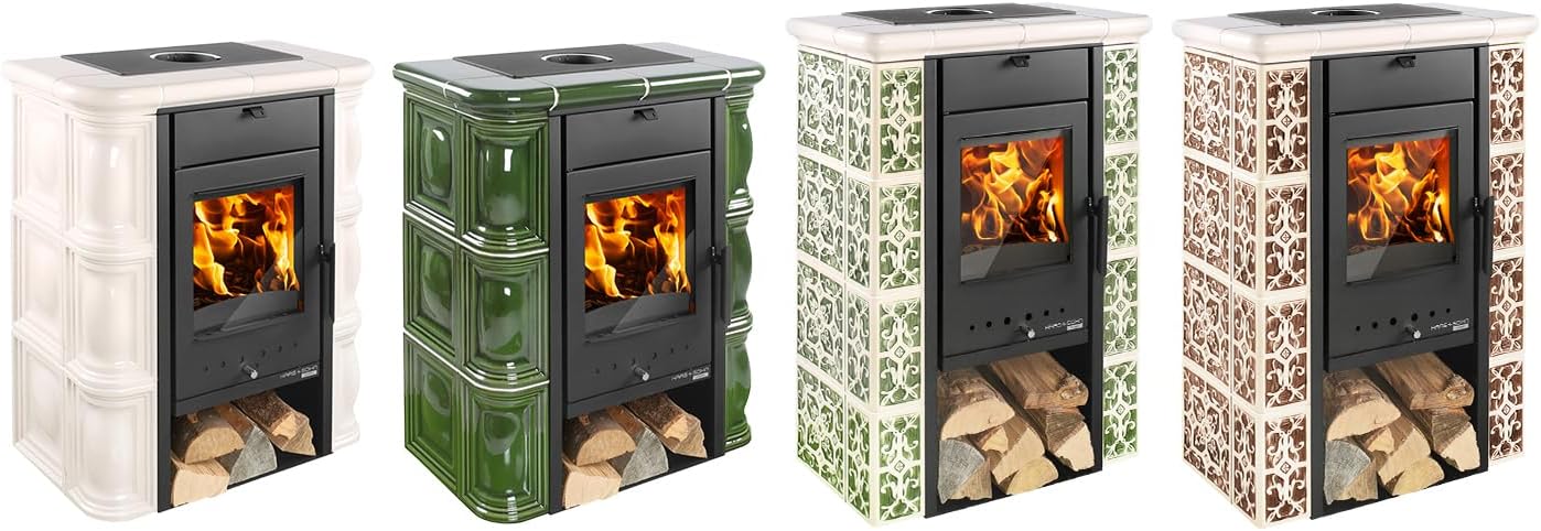 Haas+Sohn | Kaminofen Tirol 343.15-C perl-schwarz/grün-weiß | 6 kW