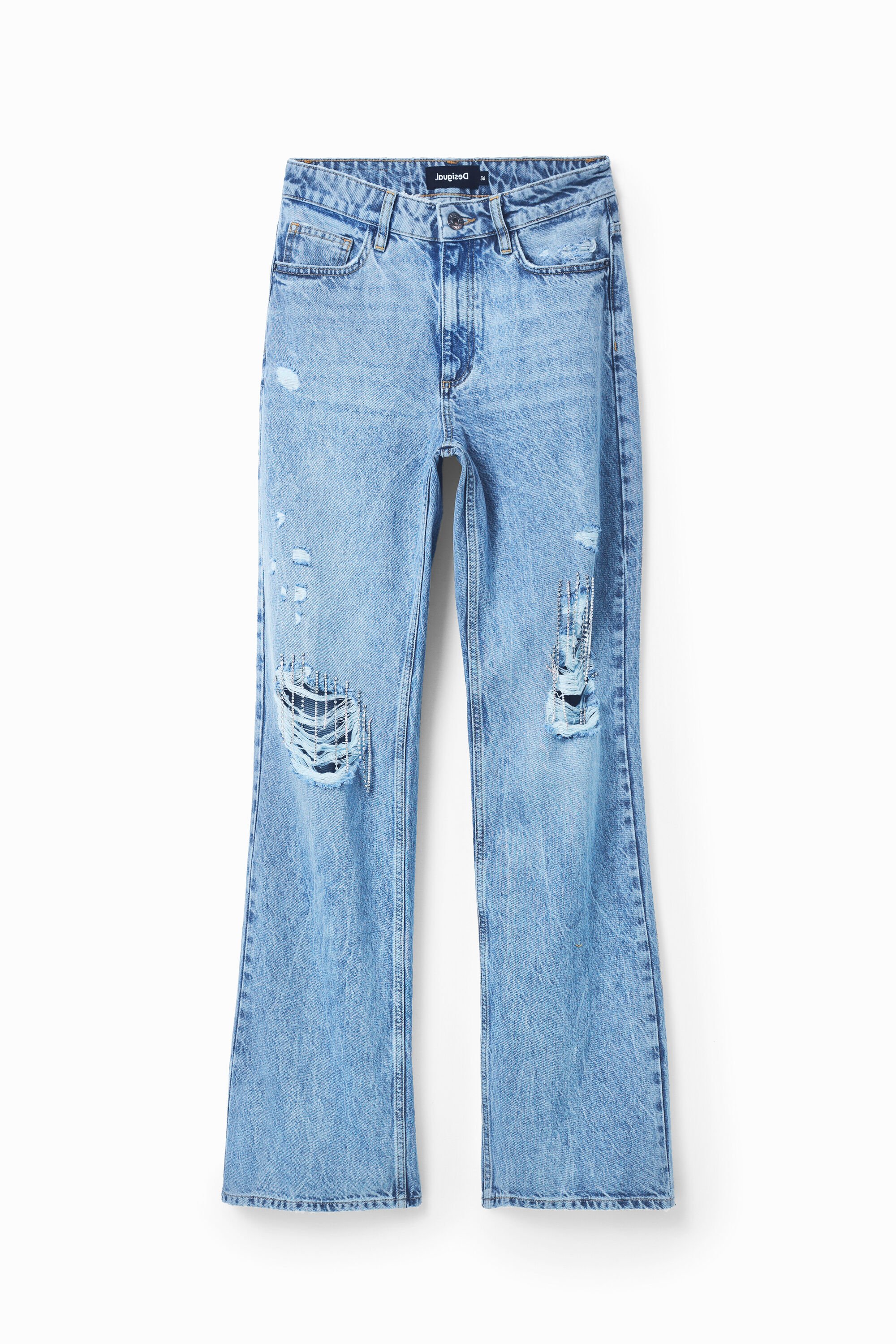 Jean wide leg strass