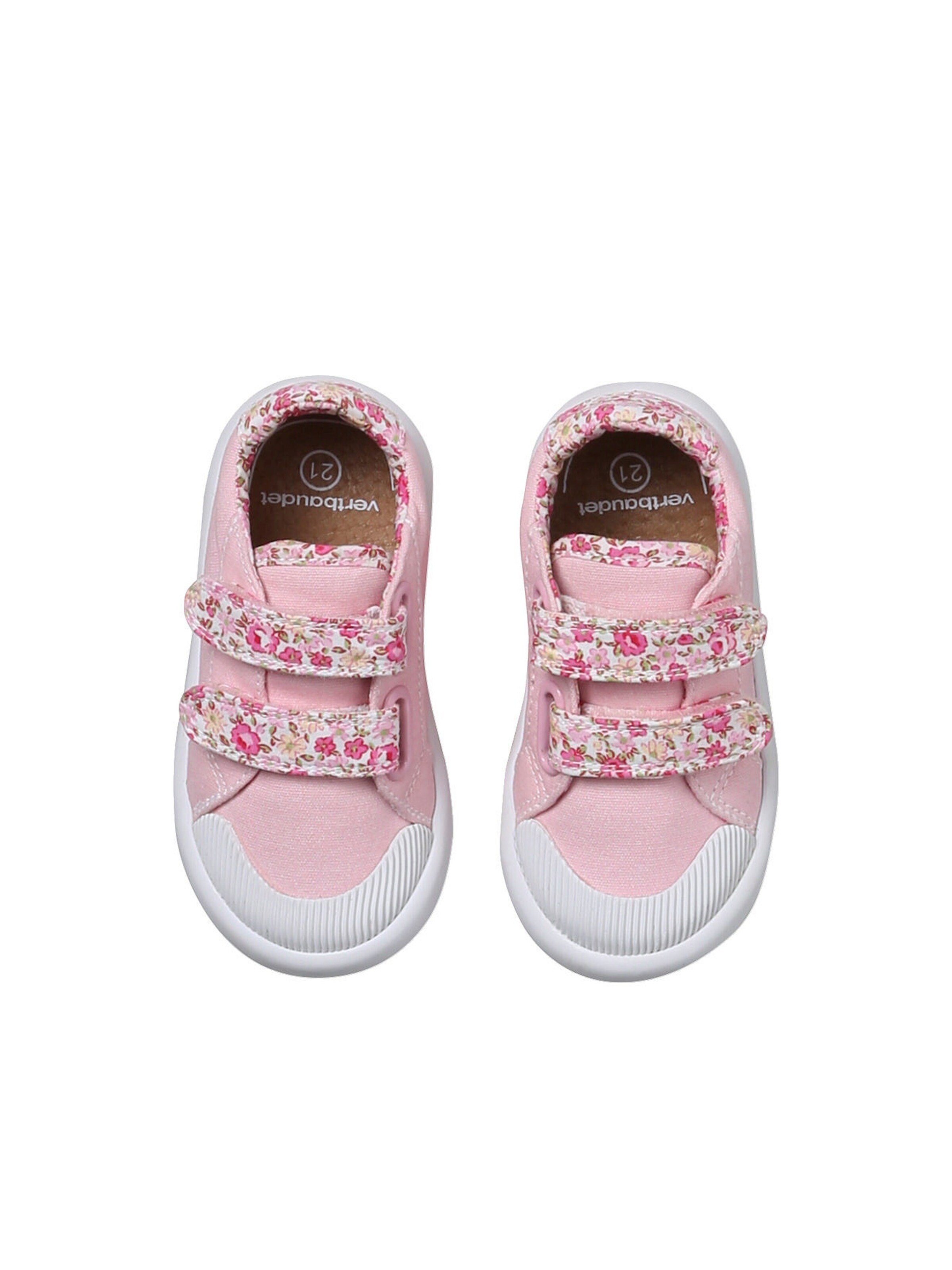 Vertbaudet Mädchen Baby Stoffschuhe, Klett rosa