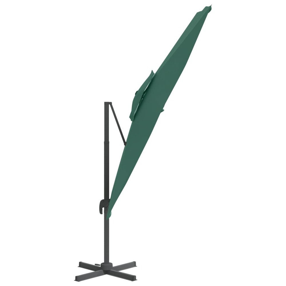 Parasol meuble de jardin cantilever à double toit 300 x 300 cm vert
