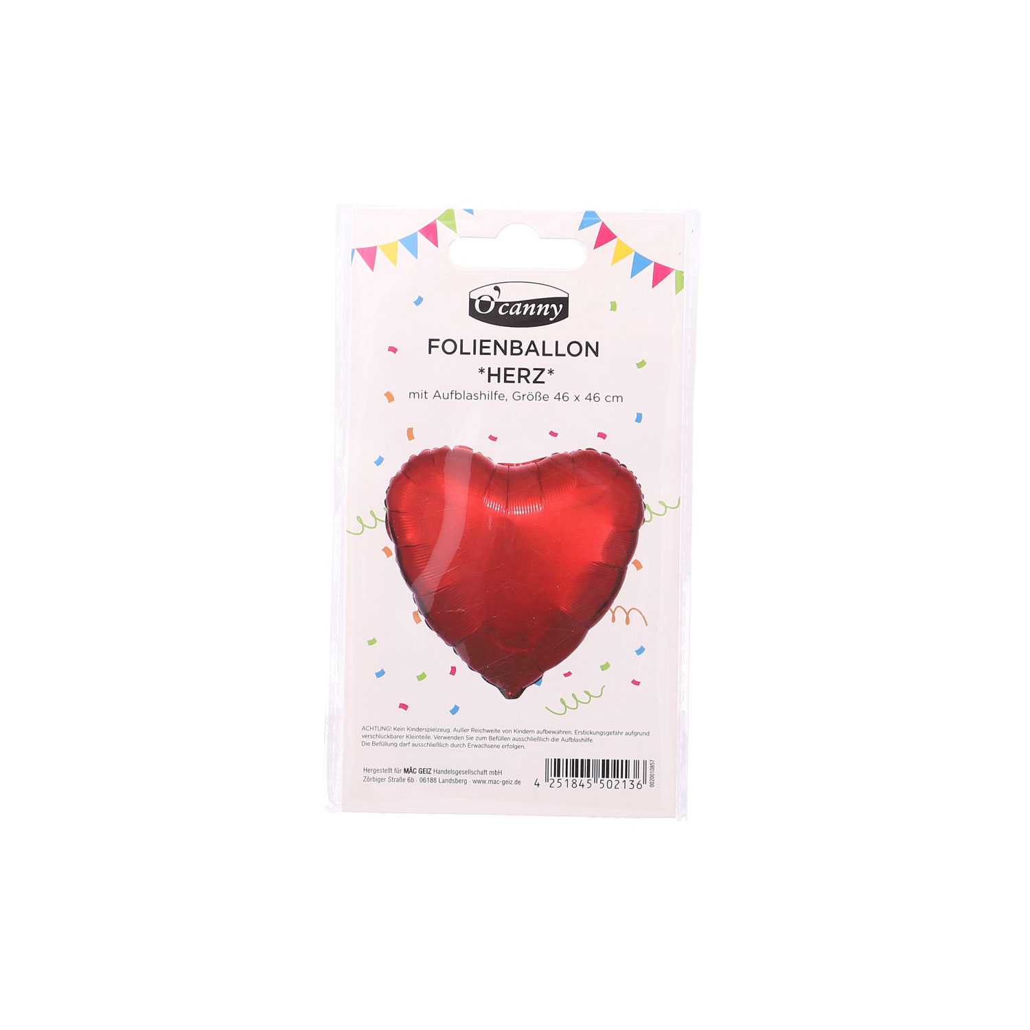 O'Canny Folienballon Herz Ø 47 cm