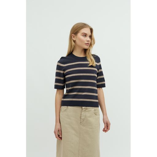 mbyM Carla-M Strikbluse, Blue Island Fossil Stripe, M