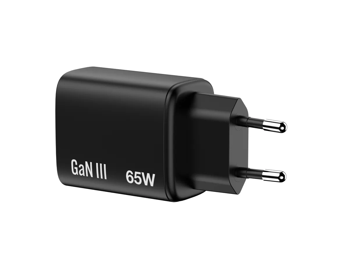 (65W) Essentials Dual USB C / USB A GaN Ladegerät Netzteil (32352) - Schwarz