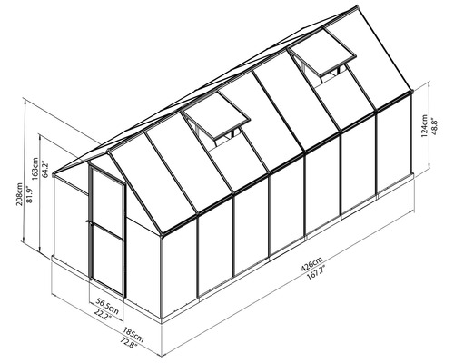 Palram Kas – Canopia Mythos 6x14 Dubbelwandige Polycarbonaat Panelen 4 mm 185 x 426 cm Aluminium